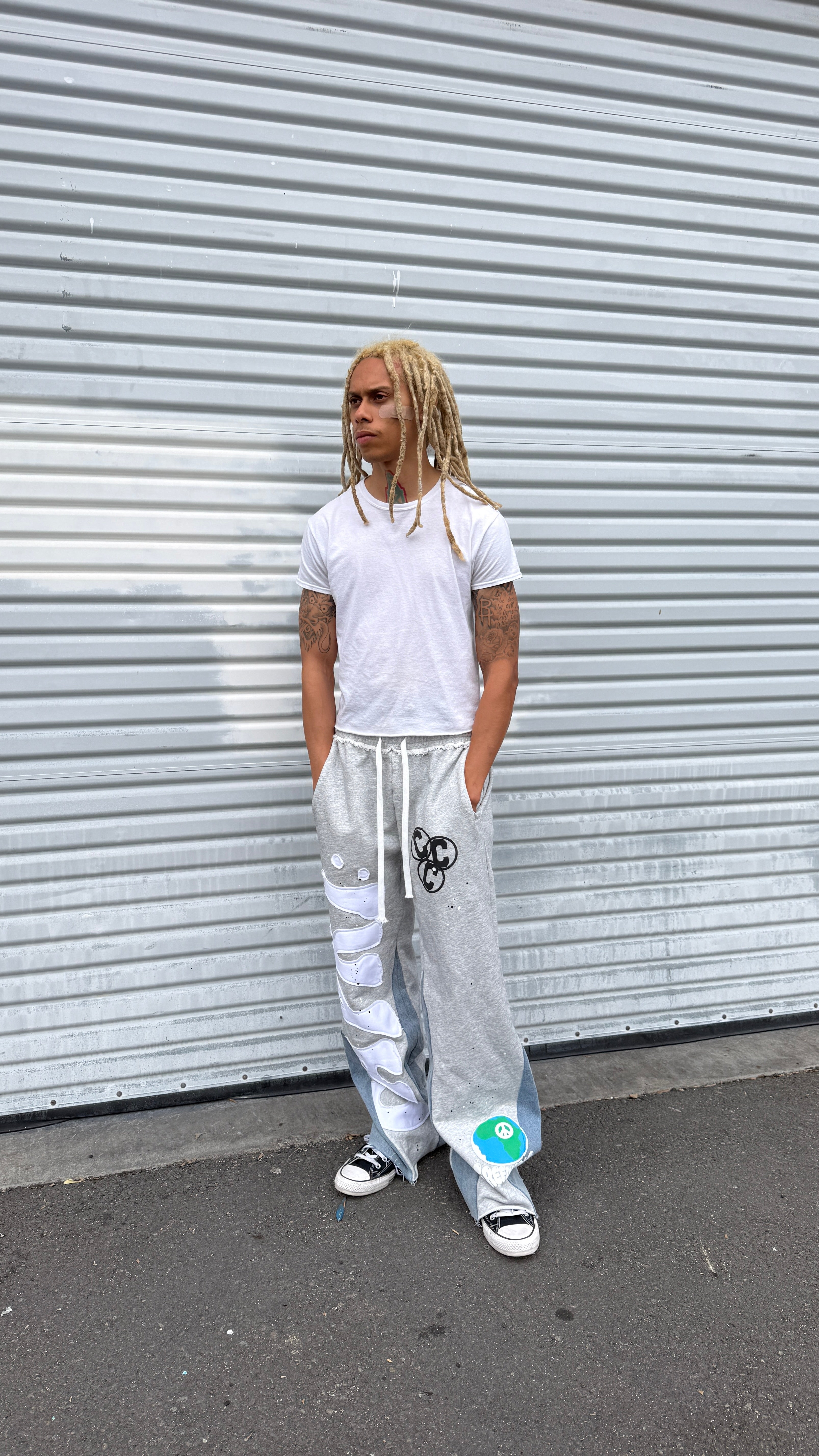 DENIM FLARED SWEATS