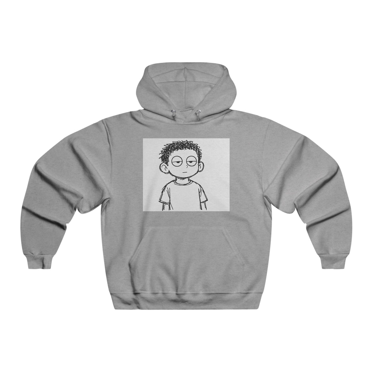 Graphic Hoodie — Minimal Cartoon Face Front with 'STEUPS' Back Print