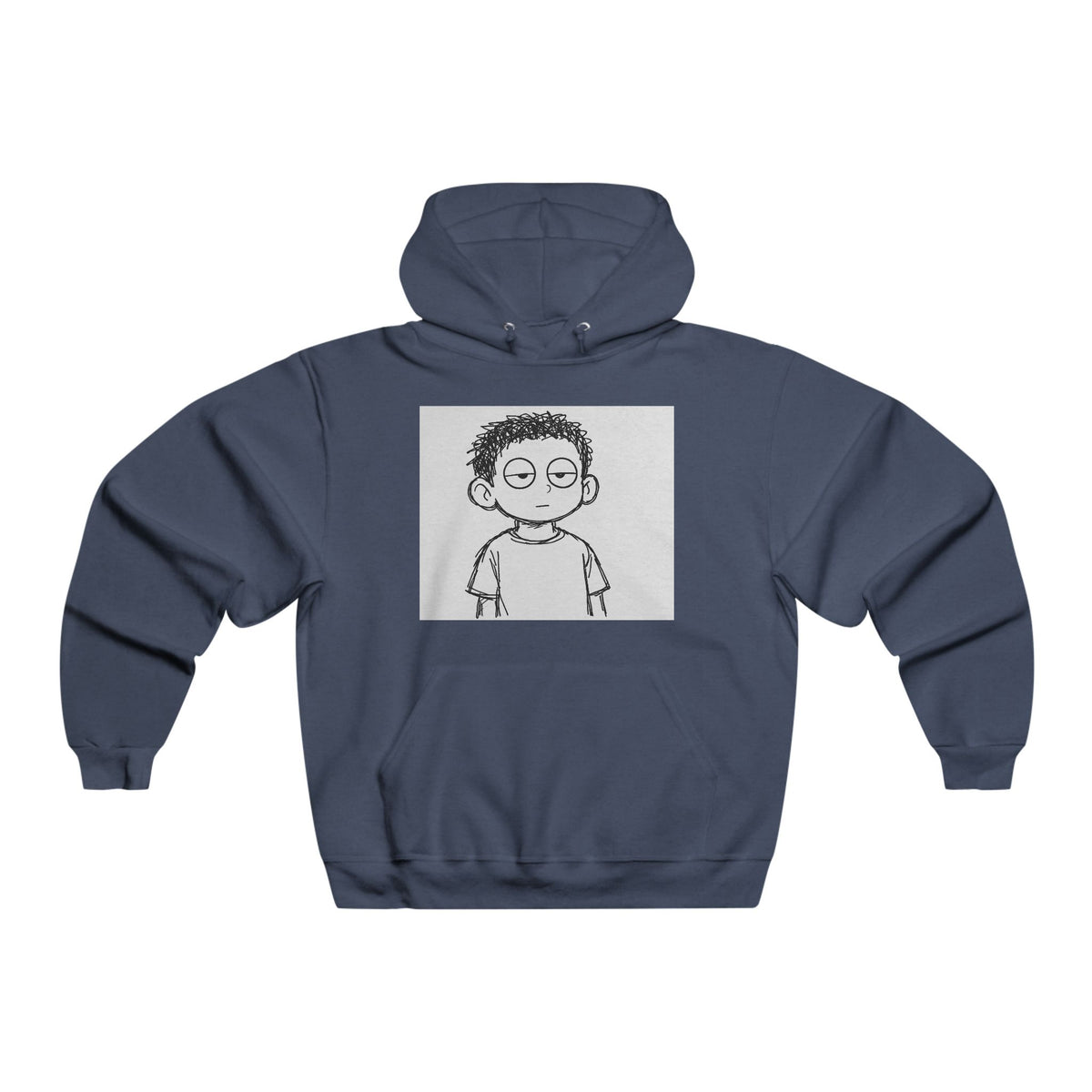 Graphic Hoodie — Minimal Cartoon Face Front with 'STEUPS' Back Print