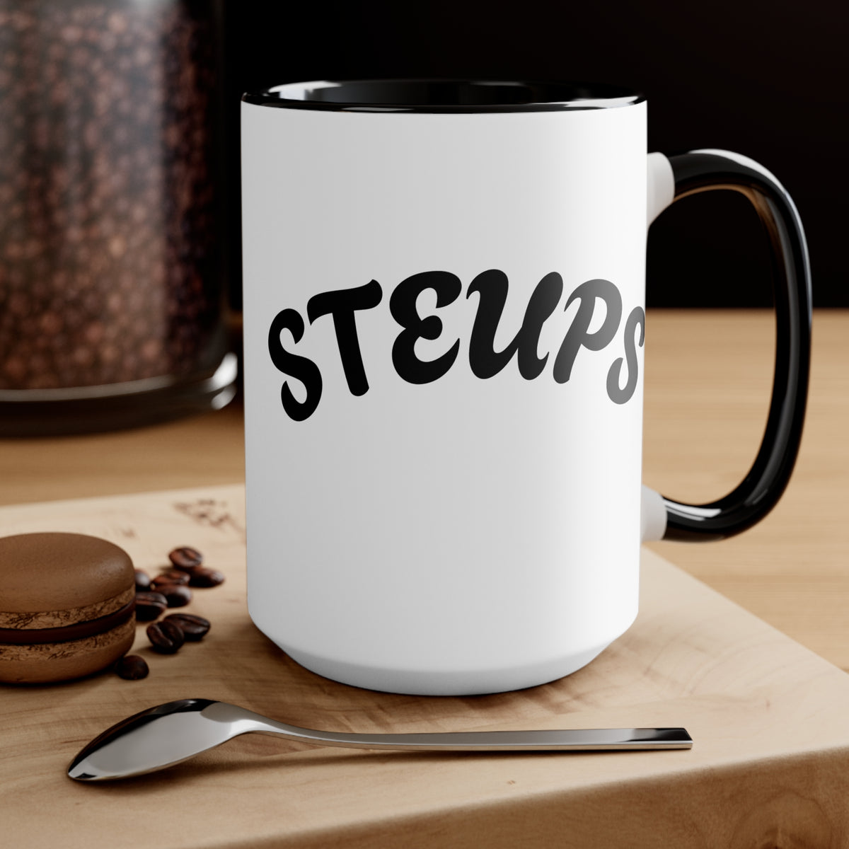 Accent Mug — Sarcastic Cartoon Kid "Steups" Coffee Cup (Pink Interior)