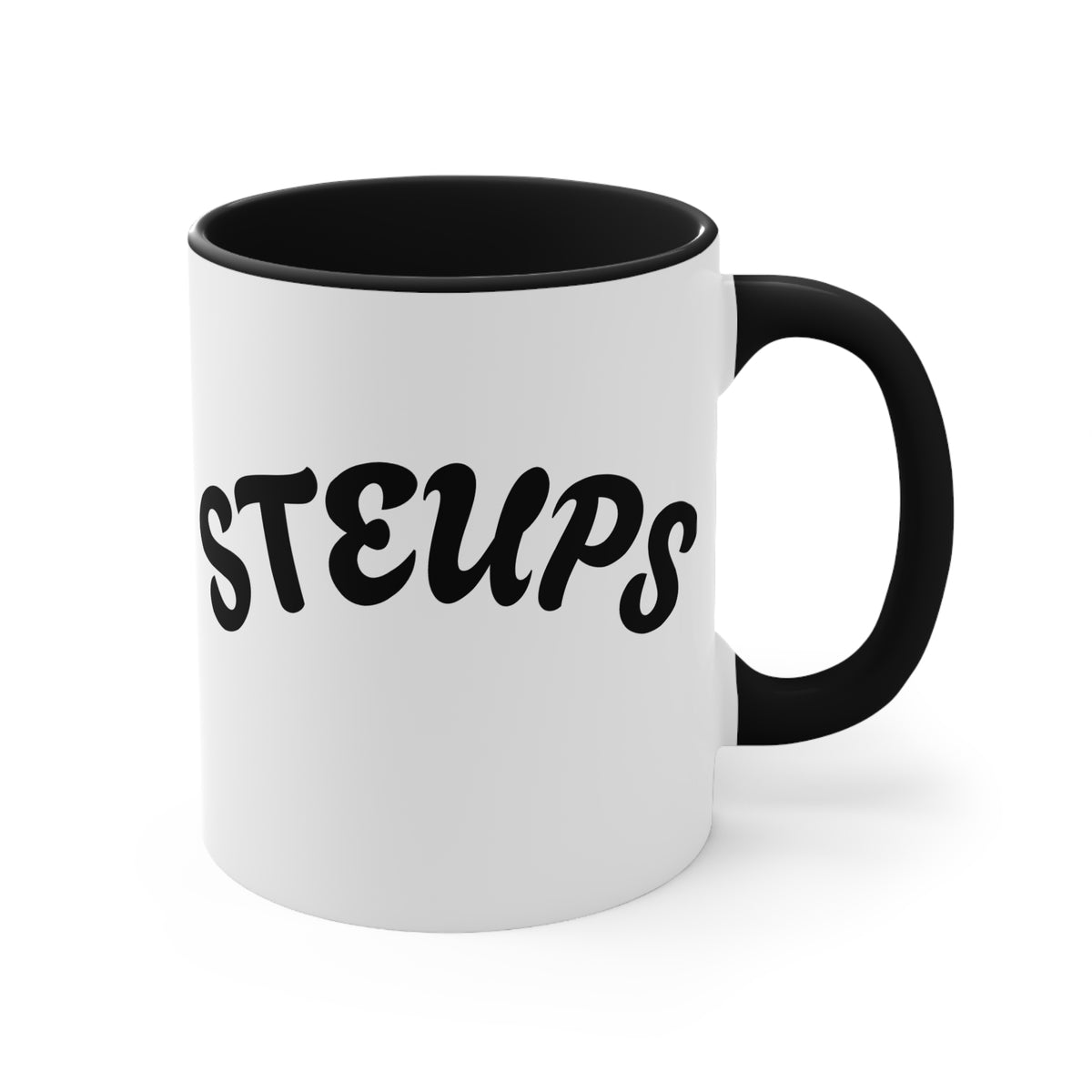 Accent Mug — Sarcastic Cartoon Kid "Steups" Coffee Cup (Pink Interior)