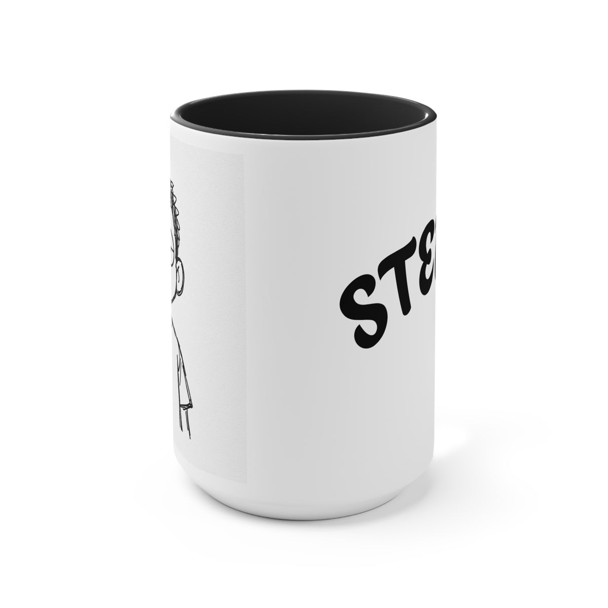 Accent Mug — Sarcastic Cartoon Kid "Steups" Coffee Cup (Pink Interior)