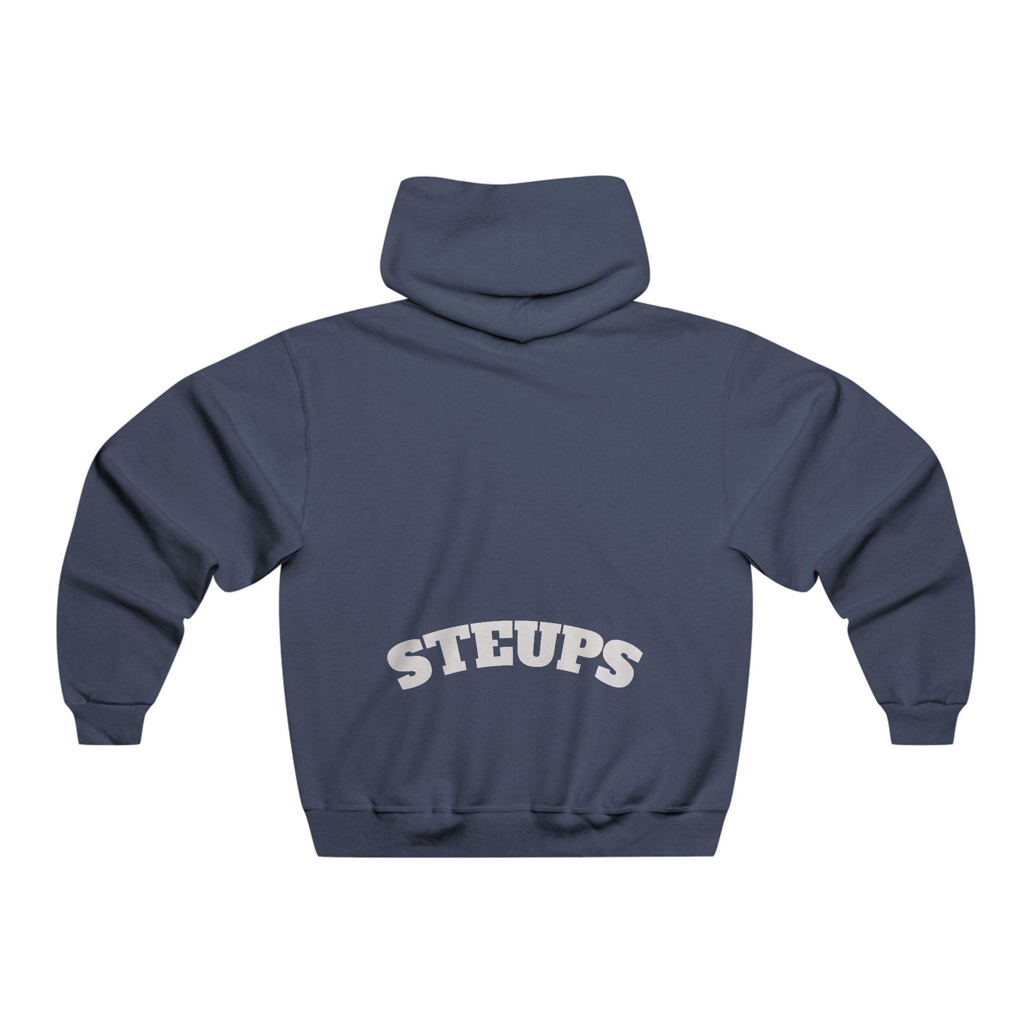 Graphic Hoodie — Minimal Cartoon Face Front with 'STEUPS' Back Print