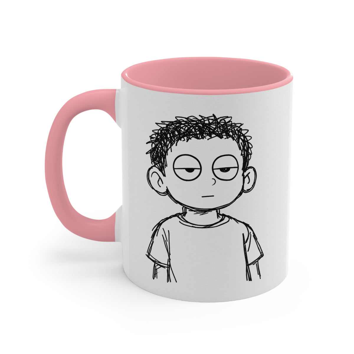 Accent Mug — Sarcastic Cartoon Kid "Steups" Coffee Cup (Pink Interior)