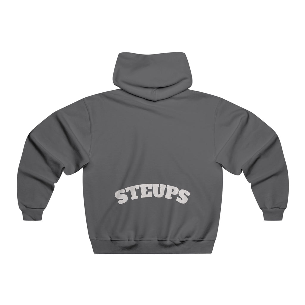 Graphic Hoodie — Minimal Cartoon Face Front with 'STEUPS' Back Print