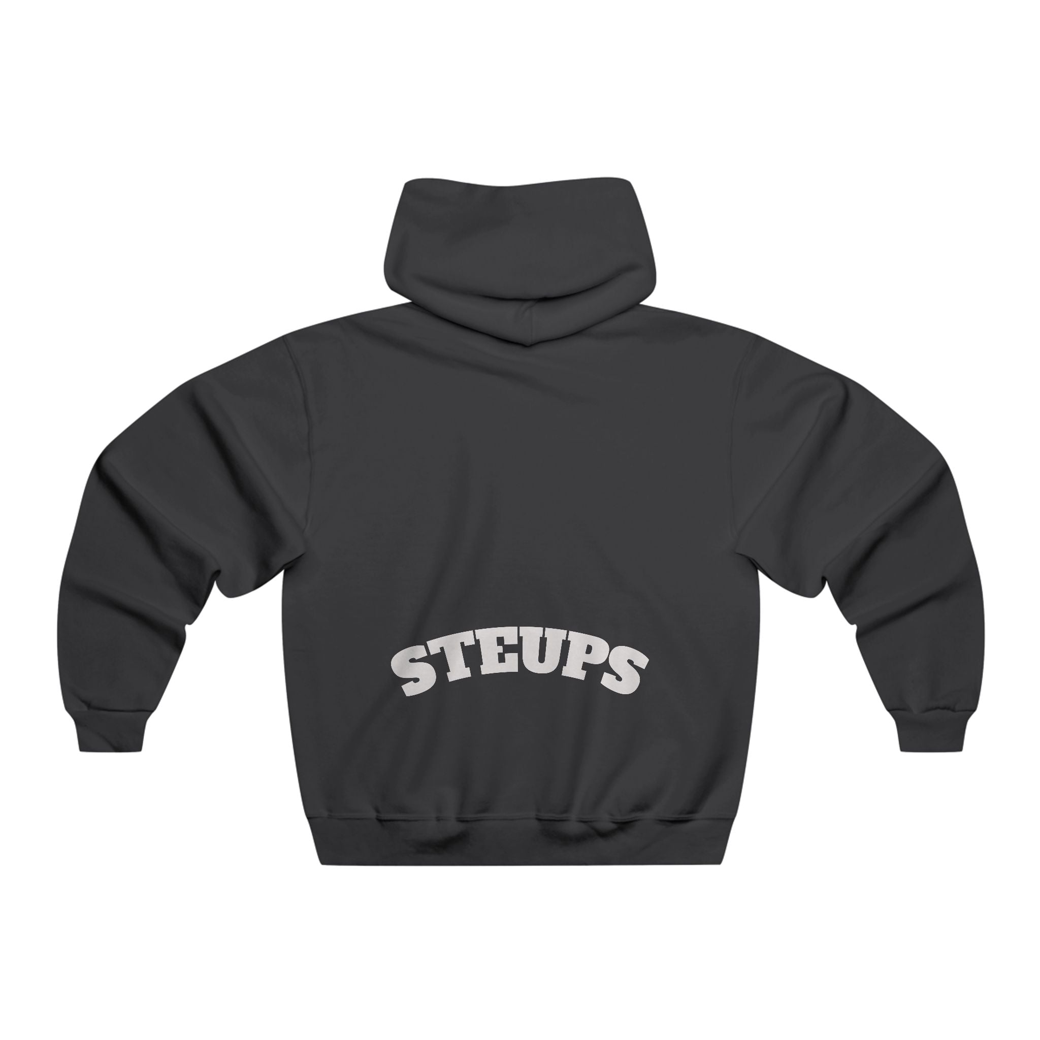 Graphic Hoodie — Minimal Cartoon Face Front with 'STEUPS' Back Print