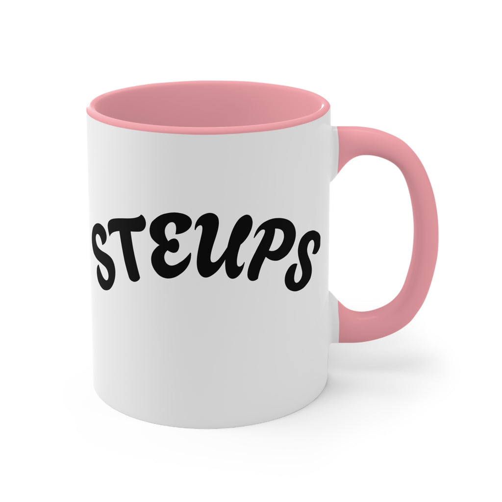Accent Mug — Sarcastic Cartoon Kid "Steups" Coffee Cup (Pink Interior)