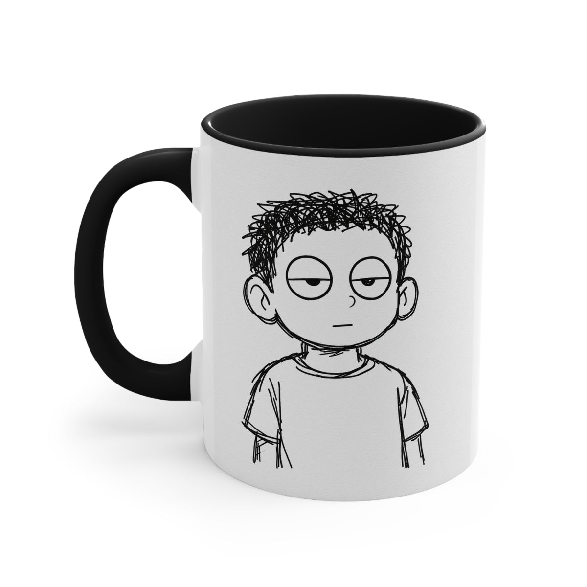 Accent Mug — Sarcastic Cartoon Kid "Steups" Coffee Cup (Pink Interior)