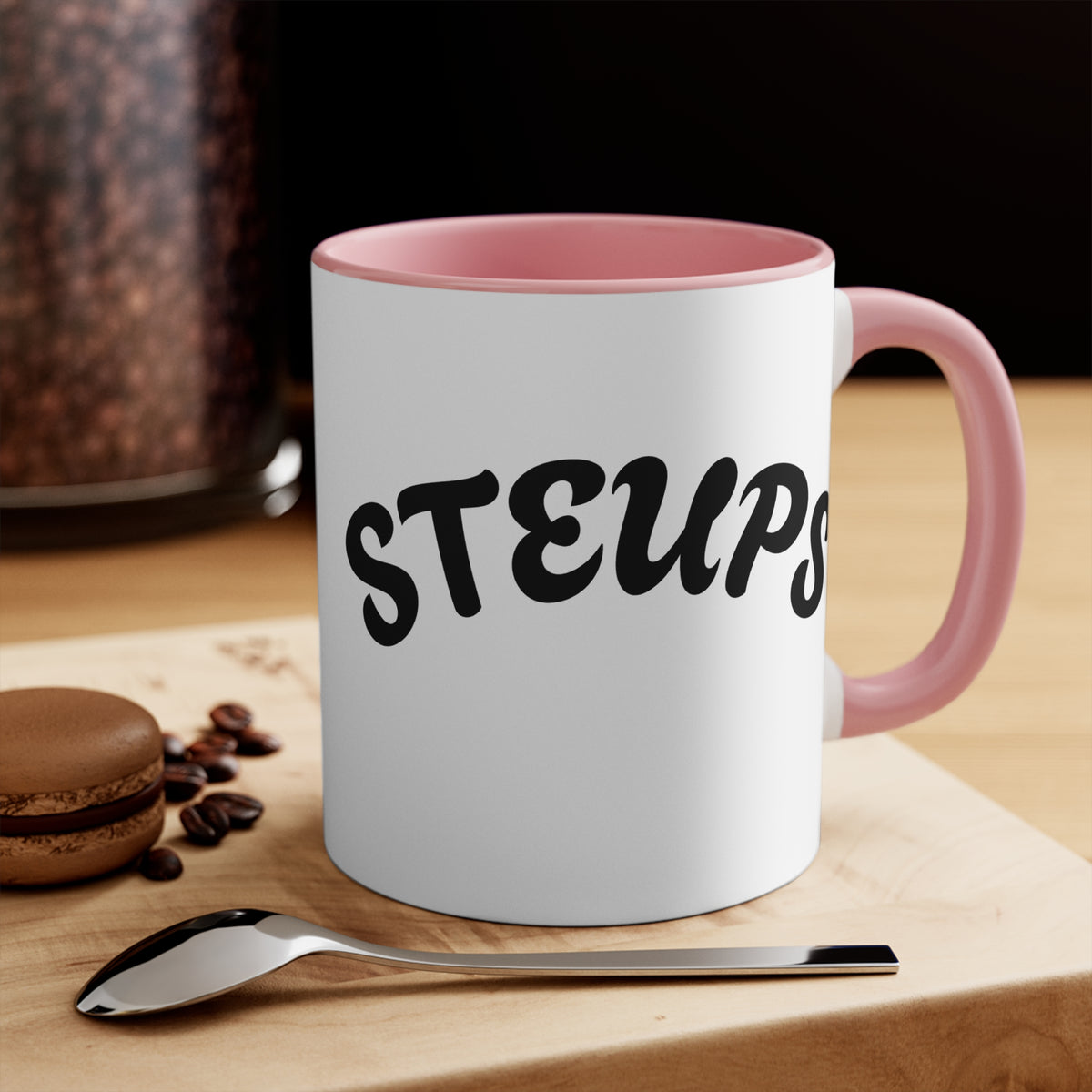 Accent Mug — Sarcastic Cartoon Kid "Steups" Coffee Cup (Pink Interior)