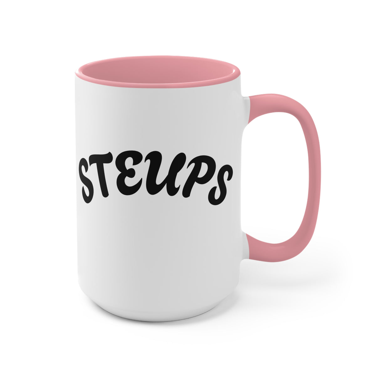 Accent Mug — Sarcastic Cartoon Kid "Steups" Coffee Cup (Pink Interior)