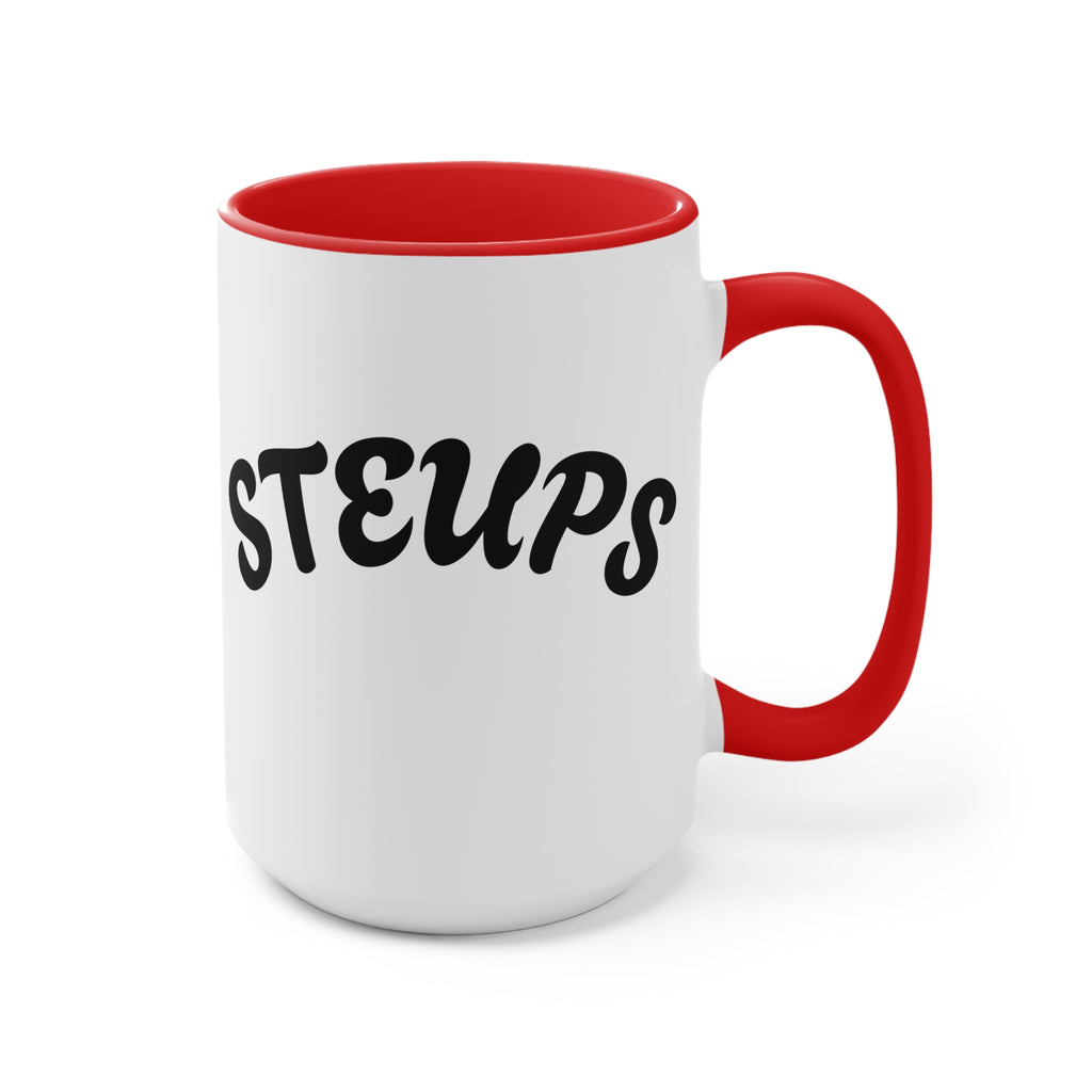 Accent Mug — Sarcastic Cartoon Kid "Steups" Coffee Cup (Pink Interior)