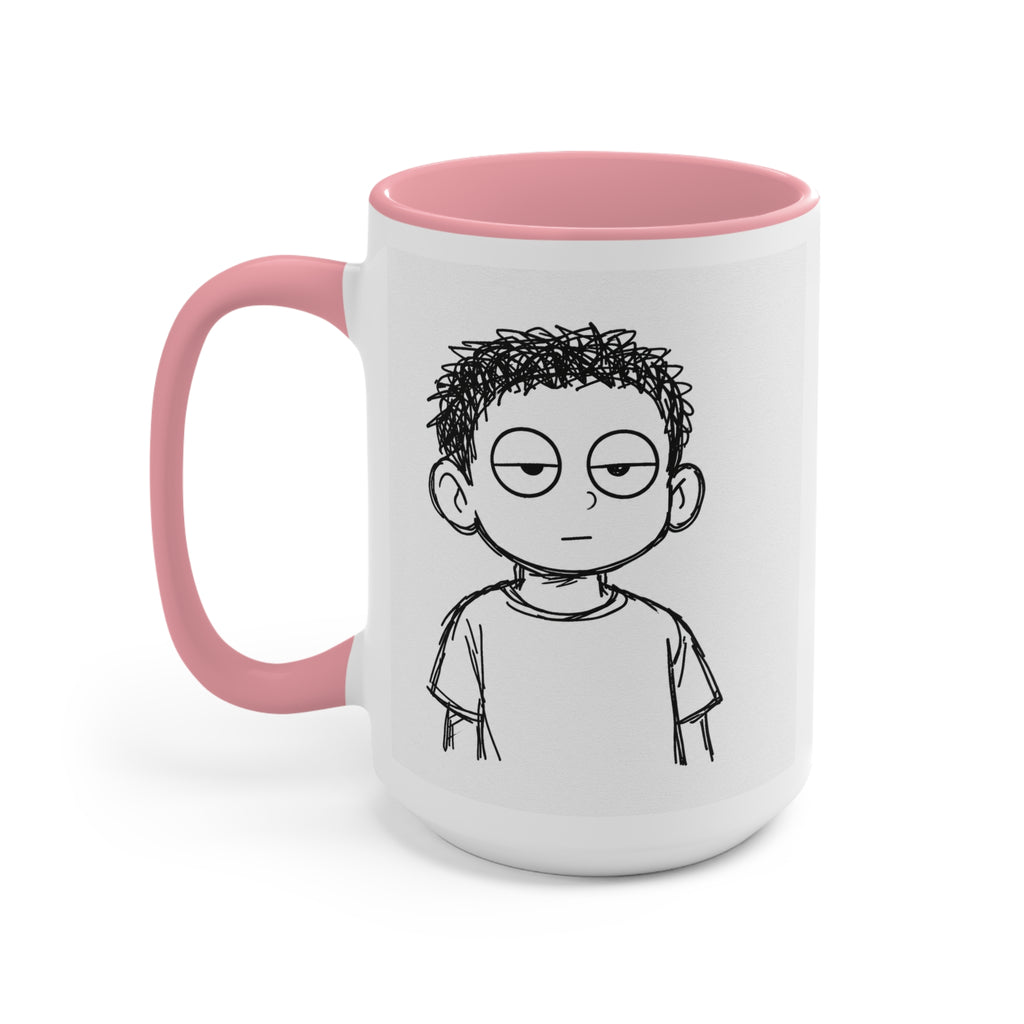 Accent Mug — Sarcastic Cartoon Kid "Steups" Coffee Cup (Pink Interior)