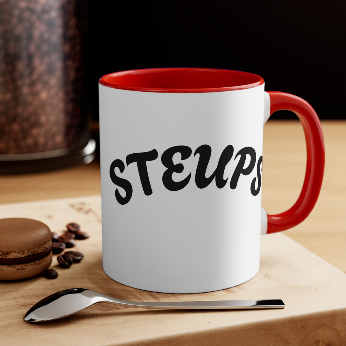 Accent Mug — Sarcastic Cartoon Kid "Steups" Coffee Cup (Pink Interior)