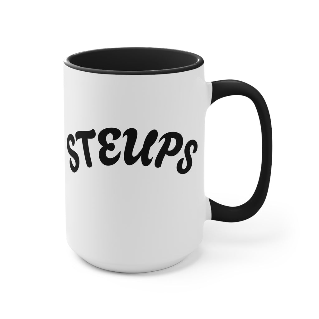 Accent Mug — Sarcastic Cartoon Kid "Steups" Coffee Cup (Pink Interior)