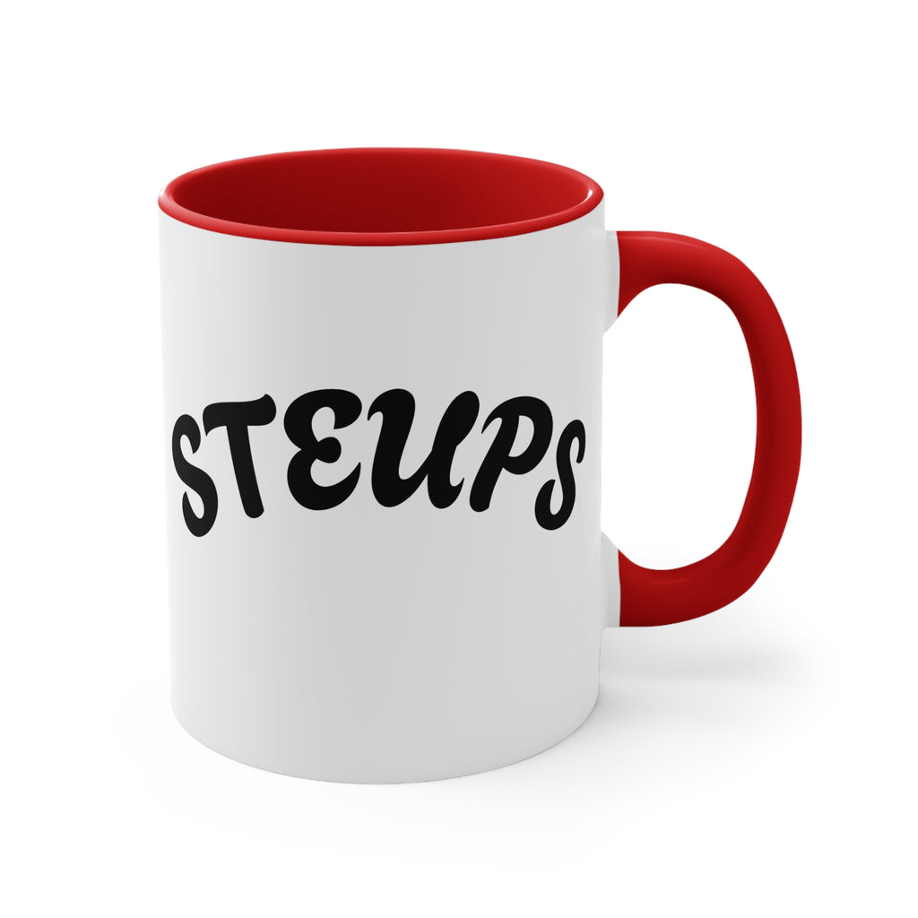 Accent Mug — Sarcastic Cartoon Kid "Steups" Coffee Cup (Pink Interior)