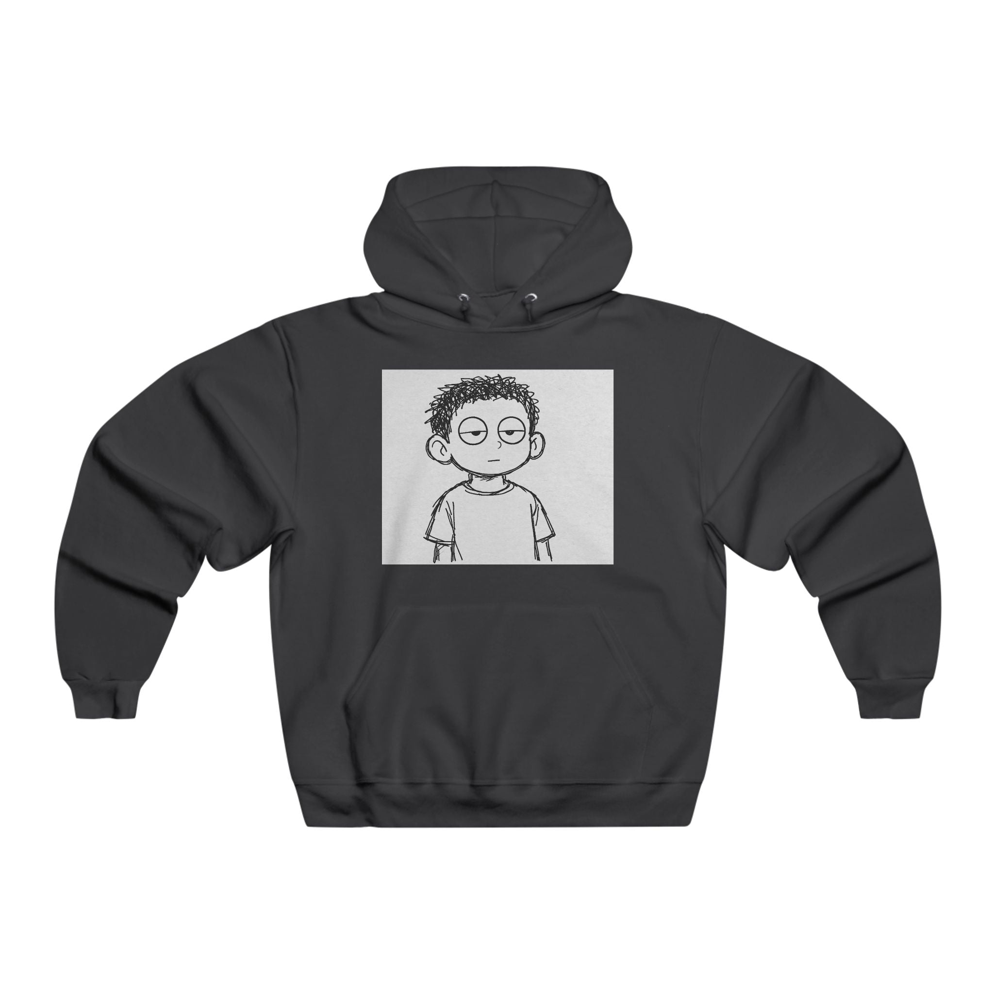Graphic Hoodie — Minimal Cartoon Face Front with 'STEUPS' Back Print
