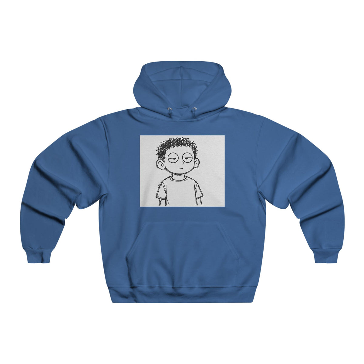 Graphic Hoodie — Minimal Cartoon Face Front with 'STEUPS' Back Print