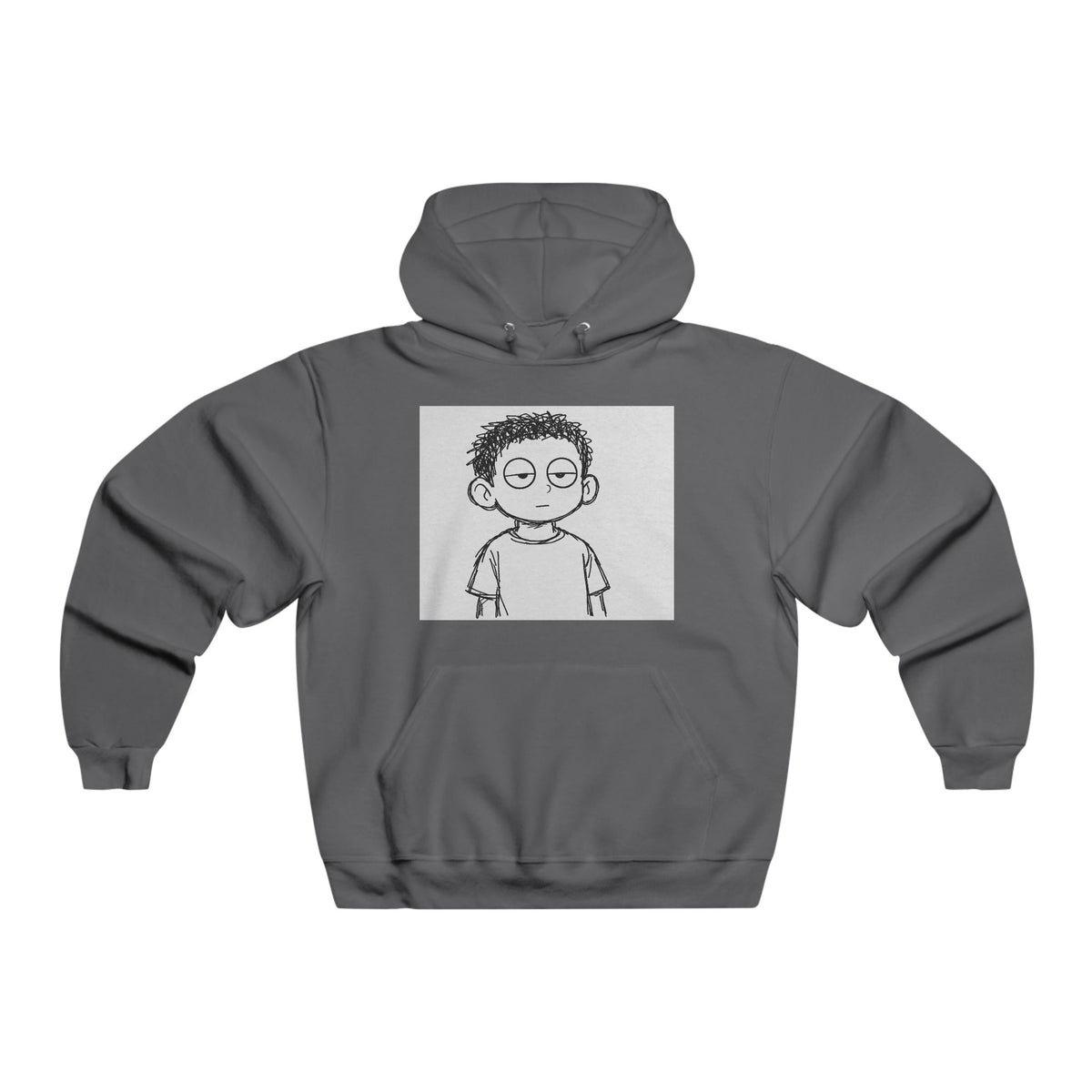 Graphic Hoodie — Minimal Cartoon Face Front with 'STEUPS' Back Print