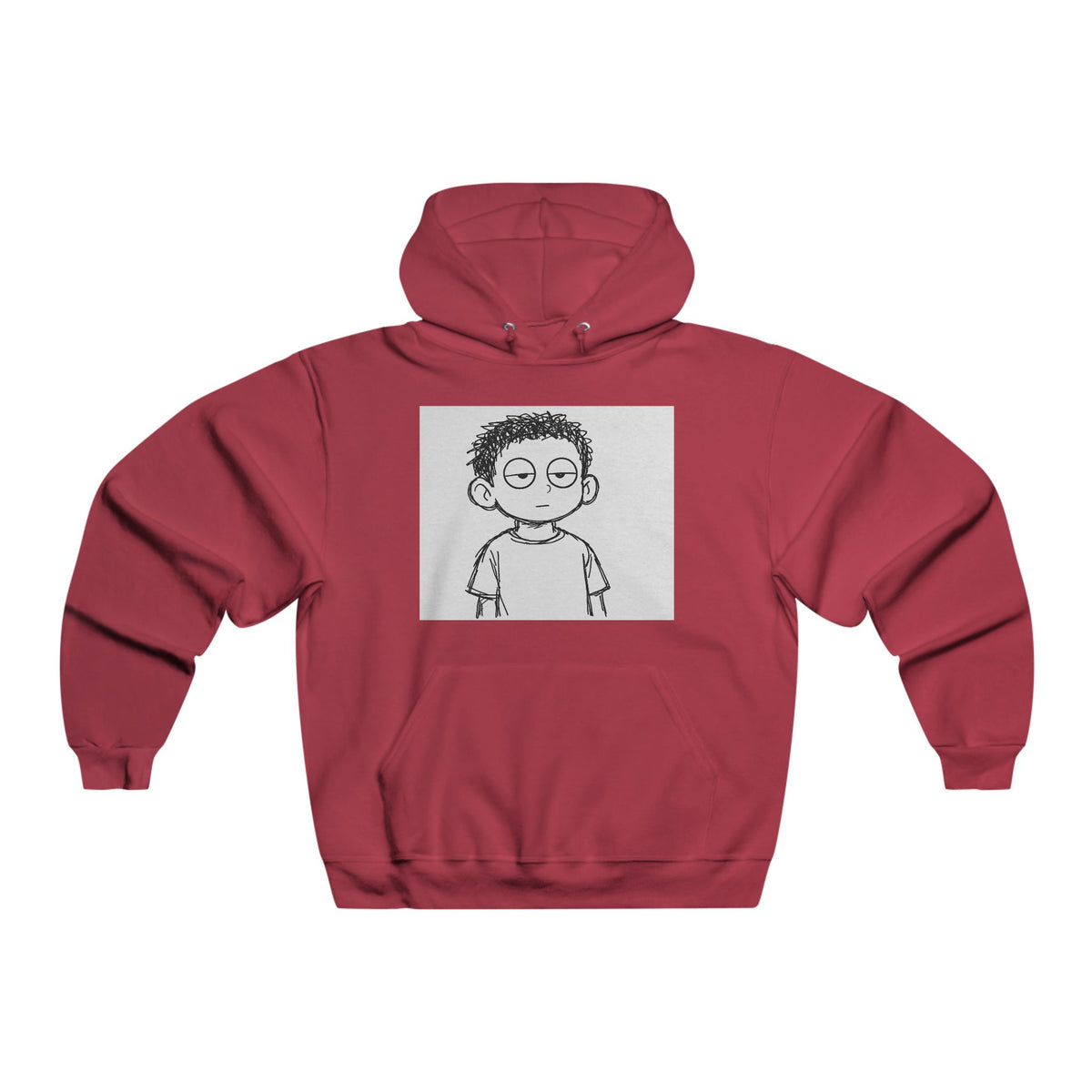 Graphic Hoodie — Minimal Cartoon Face Front with 'STEUPS' Back Print